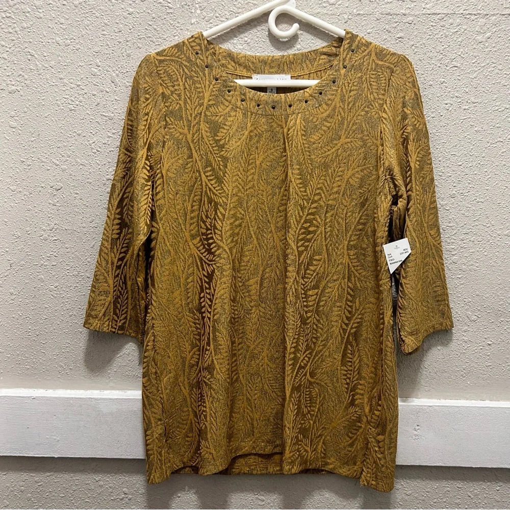 Southern Lady Golden Yellow Banana Ana 3/4 Sleeve Top NEW Small